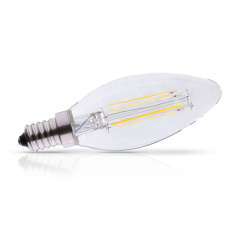 Ampoule LED, E14, Flamme, Transparent, filaments, dim, 4000K, 470 lm,  Ø3,5cm, H10cm - Nedgis - Luminaires Nedgis