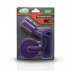 Suspension Douille Silicone E27 - Violet + Câble 2m