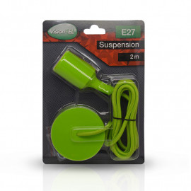 Suspension Douille Silicone E27 - Vert + Câble 2m